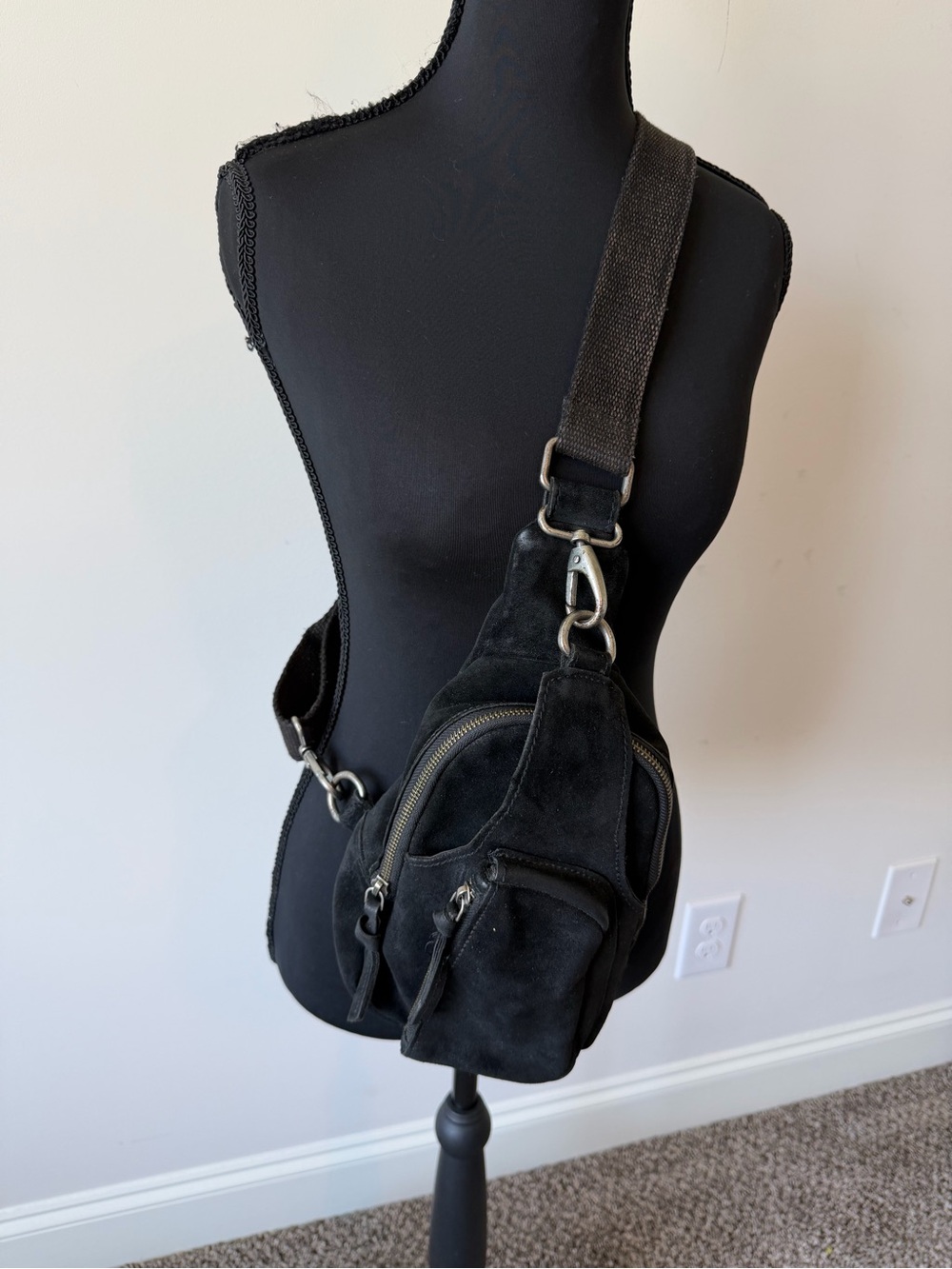 Free People Hudson Suede Sling Bag - Black - Picture 2 of 10